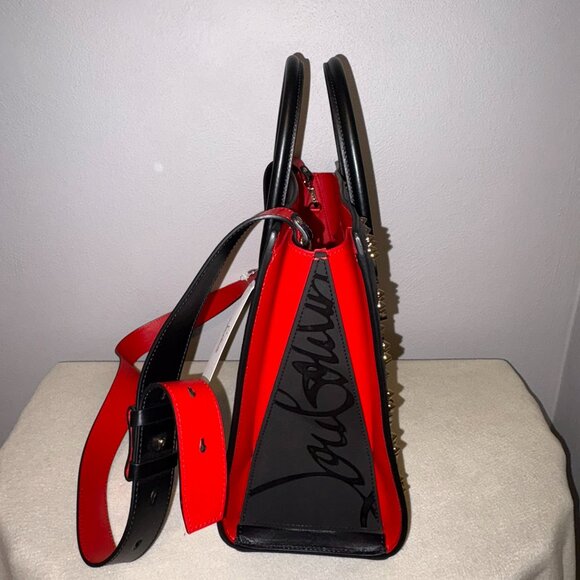 Authentic NWT Christian Louboutin Paloma Medium Top Handle Bag Black & Red - Picture 9 of 12